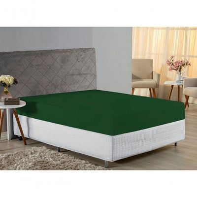 Lençol Com Elástico King Nobre 1 Peça 30cm De Altura Malha 100% Algodão - Verde-bandeira