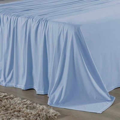 Jogo De Cama Solteiro Nobre 3 Peças Lençol Com Elástico De 30cm De Altura Malha 100% Algodão - Azul-bebê / Cinza