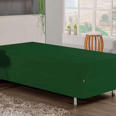 Jogo De Cama Solteiro Nobre 2 Peças Luva De Box 55cm De Altura Malha 100% Algodão - Verde-bandeira