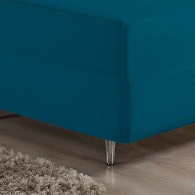 Jogo De Cama King Nobre 3 Peças Luva De Box 55cm De Altura Malha 100% Algodão - Petróleo