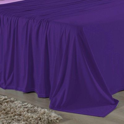 Jogo De Cama Casal Viúva Nobre 4 Peças Malha 100% Algodão - Roxo / Lilás