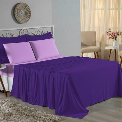 Jogo De Cama Casal Viúva Nobre 4 Peças Malha 100% Algodão - Roxo / Lilás