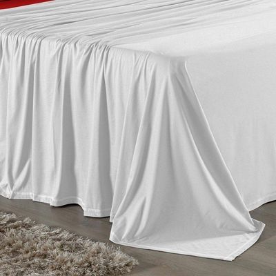Jogo De Cama Casal Viúva Nobre 4 Peças Malha 100% Algodão - Branco / Vermelho