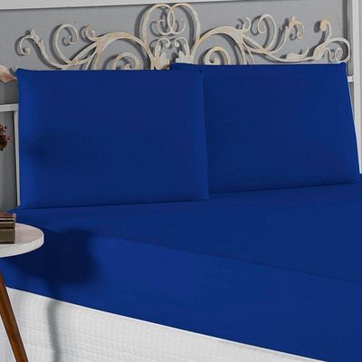 Jogo De Cama Casal Nobre 3 Peças Lençol Com Elástico De 30cm De Altura Malha 100% Algodão - Royal