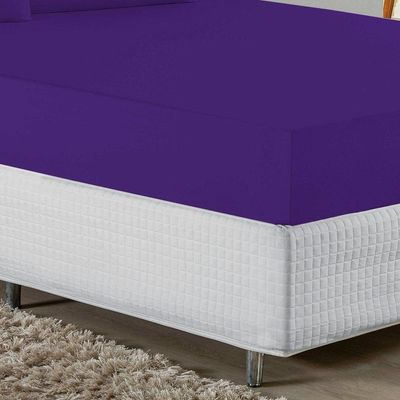 Jogo De Cama King Nobre 3 Peças Lençol Com Elástico De 30cm De Altura Malha 100% Algodão - Roxo