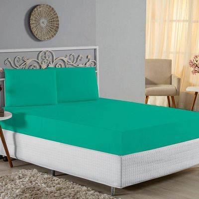 Jogo De Cama King Nobre 3 Peças Lençol Com Elástico De 30cm De Altura Malha 100% Algodão - Jade