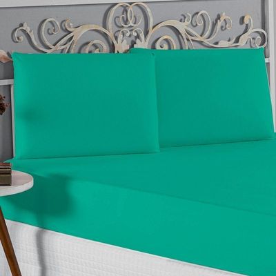 Jogo De Cama King Nobre 3 Peças Lençol Com Elástico De 30cm De Altura Malha 100% Algodão - Jade