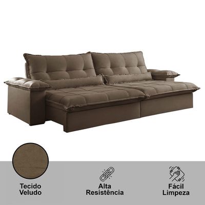 Sofá Vega 02 Módulos De 120cm Br 25cm Meu Sofá Online B016 Veludo Marrom