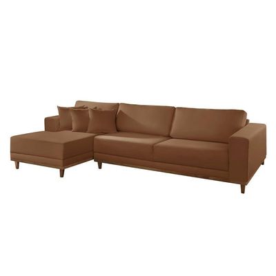 Sofá Cronos Veludo 4lug Chaise Lado Esquerdo Meu Sofá Online B020 Veludo Terra