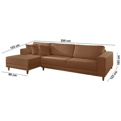 Sofá Cronos Veludo 4lug Chaise Lado Esquerdo Meu Sofá Online B020 Veludo Terra
