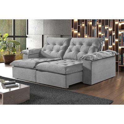Sofá 5 Lugares Retrátil E Reclinável Martins M-147 Veludo Cinza