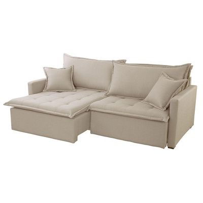 Sofá Cama Flora 02 Módulos De 90cm Br 15cm Meu Sofá Online A294 Linho Creme