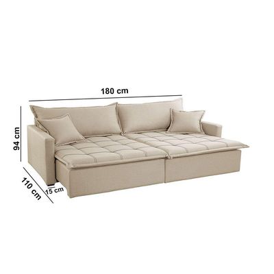 Sofá Cama Flora 02 Módulos De 90cm Br 15cm Meu Sofá Online A294 Linho Creme