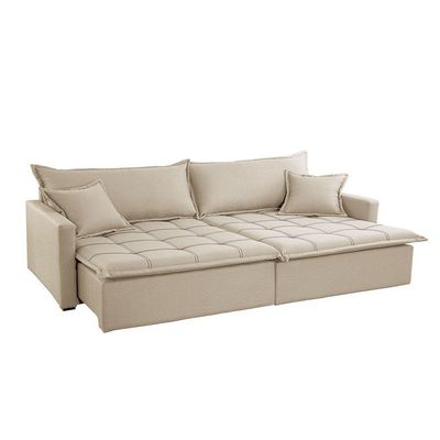 Sofá Cama Flora 02 Módulos De 90cm Br 15cm Meu Sofá Online A294 Linho Creme