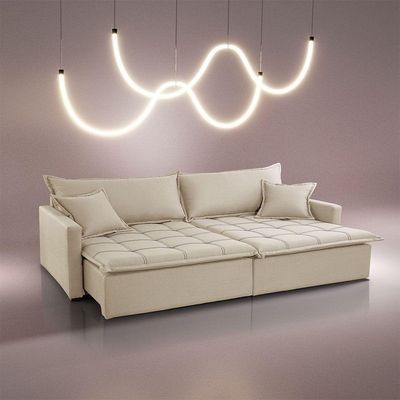 Sofá Cama Flora 02 Módulos De 90cm Br 15cm Meu Sofá Online A294 Linho Creme
