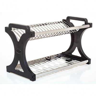 Escorredor 20 Pratos Inox Tipo Alto Lateral Em Pp Preto