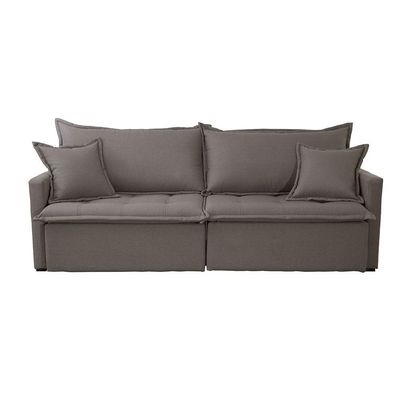 Sofá Cama Flora 02 Módulos De 90cm Br 15cm Meu Sofá Online A231 Linho Cinza Escuro