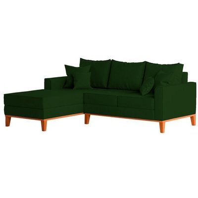 Sofá 3 Lugares Beny Com Chaise Esquerdo Suede Verde