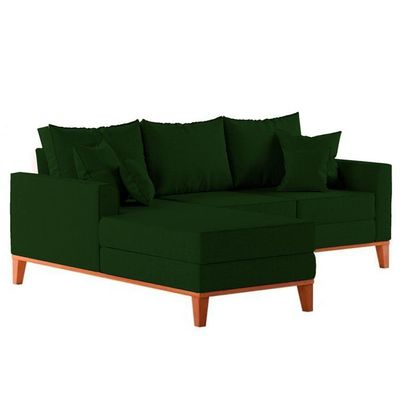 Sofá 3 Lugares Beny Com Chaise Esquerdo Suede Verde