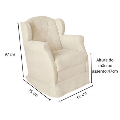 Poltrona Amamentação Reforçada Balanço Puff Lile Corino Bege