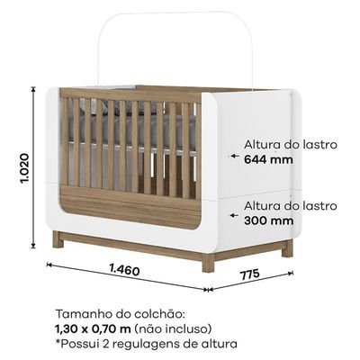 Berço Americano Mini Cama Aconchego Com Colchão Supreme - Móveis Henn Branco/jequitibá
