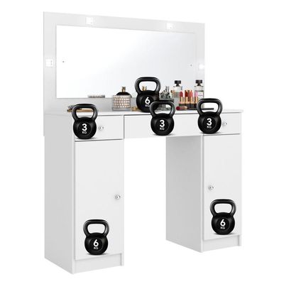 Penteadeira Camarim Carisma 3 Gavetas com Espelho LED MDP Branco Brilhante