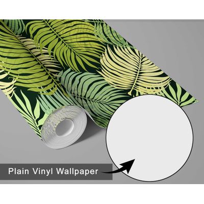 Revestimento Vinílico Autoadesivo Degradê Palmas Tropicais Verde, Impermeável, Removível para Quartos, Salas, Locação e Armários - S4Sassy 63,5 cm (L) × 304,8 cm (C) / Verde - Vinil Liso