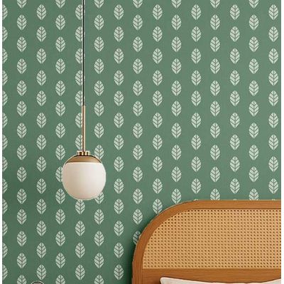 Papel de Parede Folha Moderna Verde Autoadesivo em Vinil, Revestimento Decorativo Fácil de Aplicar para Quarto, Armários e Salas - S4Sassy 63,5 cm (L) × 609,6 cm (C) / Verde - Vinil Texturizado