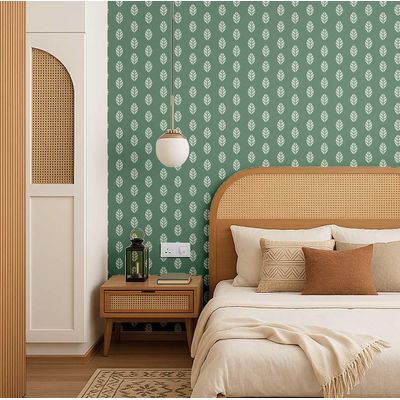 Papel de Parede Folha Moderna Verde Autoadesivo em Vinil, Revestimento Decorativo Fácil de Aplicar para Quarto, Armários e Salas - S4Sassy 63,5 cm (L) × 609,6 cm (C) / Verde - Vinil Texturizado