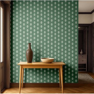 Papel de Parede Folha Moderna Verde Autoadesivo em Vinil, Revestimento Decorativo Fácil de Aplicar para Quarto, Armários e Salas - S4Sassy 63,5 cm (L) × 609,6 cm (C) / Verde - Vinil Texturizado