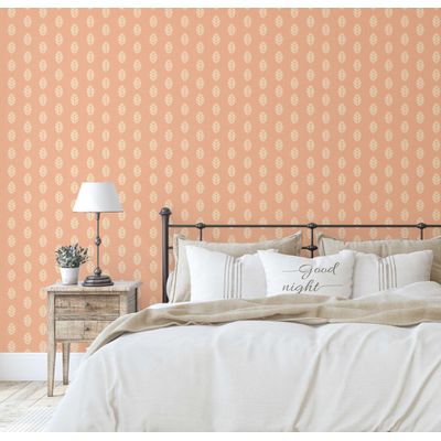 Papel de Parede Folha Moderna Laranja, Vinil Autoadesivo, Revestimento Decorativo Fácil DIY para Quarto, Armários e Salas - S4Sassy 63,5 cm (L) × 914,4 cm (C) / Laranja - Vinil Texturizado