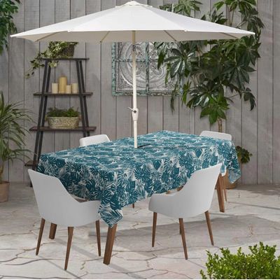 Toalha de Mesa Impermeável Interna/Externa para Pátio - Capa Primavera/Verão para Mesa de Quintal/Churrasco/Piquenique - Vargottam 147,32 Cm × 304,8 Cm – Com Furo Para Guarda-Sol / Verde