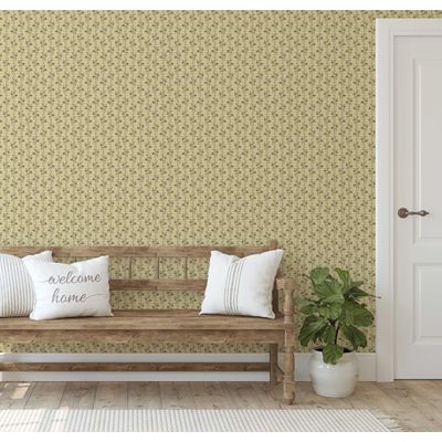 Papel de Parede Autoadesivo Mini Floral Abstrato, Papel Contact Vinílico Impermeável Bege, Removível para Locatários, Quarto/Sala - S4sassy 63,5 cm (L) × 152,4 cm (C) / Bege - Vinil Liso