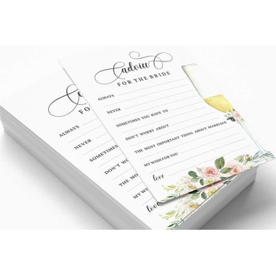 50 Cartões de Jogo Florais para Chá de Noiva e Despedida de Solteira, Quadrados, em Branco, para Preencher, Atacado - Inkdotpot 8,89 Cm × 6,35 Cm / Branco - Jogos de Festa