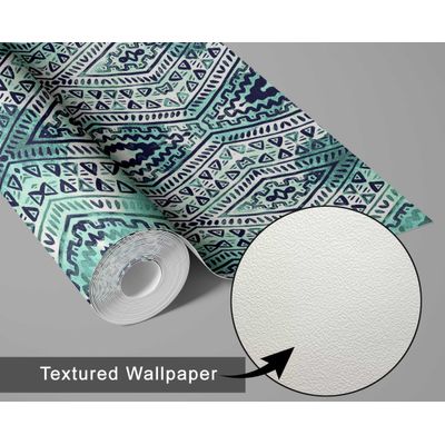 Cobertura de Parede Autocolante Boho, Estampa Tribal, Vinil Impermeável Removível, para Inquilinos, Verde, Quarto/Sala de Jantar - S4sassy 63,5 cm (L) × 152,4 cm (C) / Verde - Vinil Texturizado
