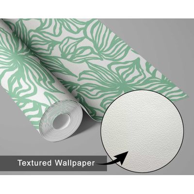 Papel Contact Vinílico Autoadesivo Impermeável Verde Contemporâneo Removível, Estampa Floral Line Art, para Paredes e Móveis - S4sassy 63,5 cm (L) × 914,4 cm (C) / Verde - Vinil Texturizado
