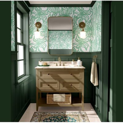 Papel Contact Vinílico Autoadesivo Impermeável Verde Contemporâneo Removível, Estampa Floral Line Art, para Paredes e Móveis - S4sassy 63,5 cm (L) × 914,4 cm (C) / Verde - Vinil Texturizado