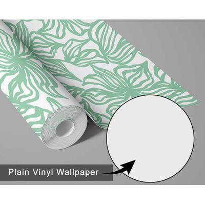 Papel Contact Vinílico Autoadesivo Impermeável Verde Contemporâneo Removível, Estampa Floral Line Art, para Paredes e Móveis - S4sassy 63,5 cm (L) × 914,4 cm (C) / Verde - Vinil Texturizado