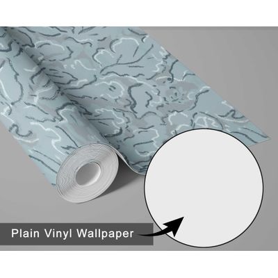 Papel de Parede Vinílico Autoadesivo, Folhagem Abstrata Urbana Azul, Impermeável e Removível para Quartos e Sala - S4Sassy 63,5 cm (L) × 152,4 cm (C) / Azul - Vinil Liso