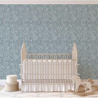 Papel de Parede Vinílico Autoadesivo, Folhagem Abstrata Urbana Azul, Impermeável e Removível para Quartos e Sala - S4Sassy 63,5 cm (L) × 152,4 cm (C) / Azul - Vinil Liso