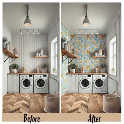 Papel de Parede Vinílico Autoadesivo Removível Estrelas-do-Mar e Conchas Lúdicas, Mural Laranja para Banheiro Lavanderia e Closet - S4Sassy 63,5 cm (L) × 152,4 cm (C) / Laranja - Vinil Texturizado