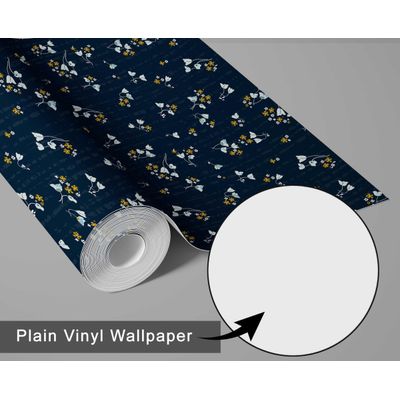 Papel de Parede Autoadesivo Removível Floral Petite Midnight Azul Mural Instantâneo para Quarto Banheiro Lavanderia Closet - S4Sassy 63,5 cm (L) × 304,8 cm (C) / Azul - Vinil Liso