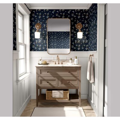 Papel de Parede Autoadesivo Removível Floral Petite Midnight Azul Mural Instantâneo para Quarto Banheiro Lavanderia Closet - S4Sassy 63,5 cm (L) × 304,8 cm (C) / Azul - Vinil Liso