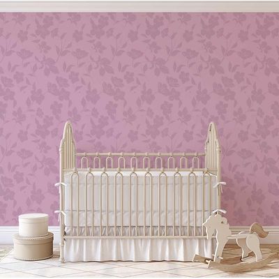 Papel de Parede Floral Bege Autocolante Removível, Mural Instantâneo Rosa para Quarto, Banheiro, Lavanderia, Interior do Closet - S4Sassy 63,5 cm (L) × 152,4 cm (C) / Rosa - Vinil Texturizado