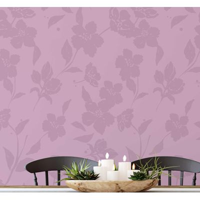 Papel de Parede Floral Bege Autocolante Removível, Mural Instantâneo Rosa para Quarto, Banheiro, Lavanderia, Interior do Closet - S4Sassy 63,5 cm (L) × 152,4 cm (C) / Rosa - Vinil Texturizado