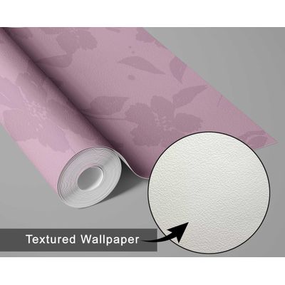 Papel de Parede Floral Bege Autocolante Removível, Mural Instantâneo Rosa para Quarto, Banheiro, Lavanderia, Interior do Closet - S4Sassy 63,5 cm (L) × 152,4 cm (C) / Rosa - Vinil Texturizado