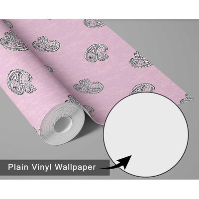Papel de Parede Vinílico Autoadesivo Instantâneo Removível Buta Paisley - Mural Asiático para Banheiro, Lavanderia e Closet Rosa - S4Sassy 63,5 cm (L) × 152,4 cm (C) / Rosa - Vinil Liso
