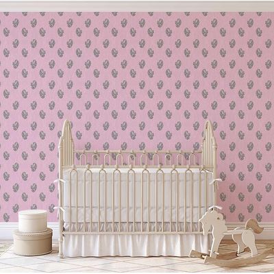 Papel de Parede Vinílico Autoadesivo Instantâneo Removível Buta Paisley - Mural Asiático para Banheiro, Lavanderia e Closet Rosa - S4Sassy 63,5 cm (L) × 152,4 cm (C) / Rosa - Vinil Liso