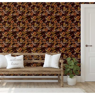 Papel de Parede Autoadesivo Removível Folhas de Outono, Mural Instantâneo Verde para Quarto, Banheiro, Lavanderia, Closet - S4Sassy 63,5 cm (L) × 609,6 cm (C) / Verde - Vinil Texturizado