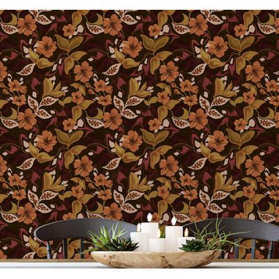 Papel de Parede Autoadesivo Removível Folhas de Outono, Mural Instantâneo Verde para Quarto, Banheiro, Lavanderia, Closet - S4Sassy 63,5 cm (L) × 609,6 cm (C) / Verde - Vinil Texturizado